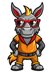colorful illustration of a cartoon mule mascot, isolated on white background, suitable for logo, mascot, branding, game character, and etc