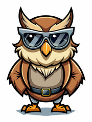 colorful illustration of a cartoon owl mascot, isolated on white background, suitable for logo, mascot, branding, game character, and etc