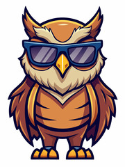 colorful illustration of a cartoon owl mascot, isolated on white background, suitable for logo, mascot, branding, game character, and etc