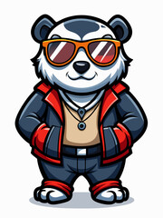 Obraz premium colorful illustration of a cartoon panda mascot, isolated on white background, suitable for logo, mascot, branding, game character, and etc