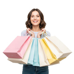 young woman with shopping bags