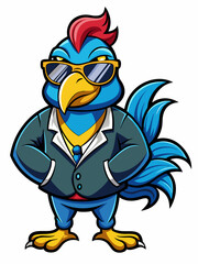 colorful illustration of a cartoon peacock mascot, isolated on white background, suitable for logo, mascot, branding, game character, and etc