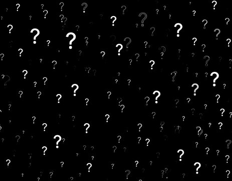 Abstract pattern of question marks on a black background