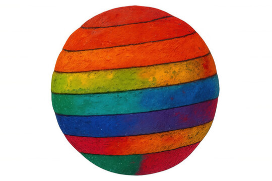 Multicolored spherical object spinning with vibrant rainbow stripes, symbolizing diversity, inclusion, and pride community representation