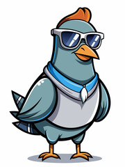 colorful illustration of a cartoon pigoen mascot, isolated on white background, suitable for logo, mascot, branding, game character, and etc