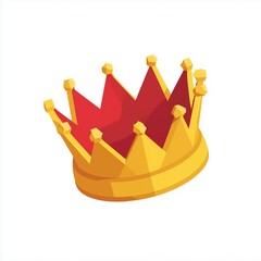 Obraz premium Crown icon,cartoon style,blue and gold colors,isometric illustration,white background,game design