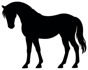 Obraz premium Minimalist horse silhouette vector - simple and elegant equine outline for art and design projects