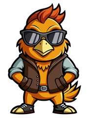 colorful illustration of a cartoon quail mascot, isolated on white background, suitable for logo, mascot, branding, game character, and etc