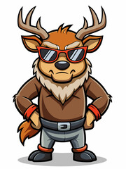 colorful illustration of a cartoon reindeer mascot , isolated on white background, suitable for logo, mascot, branding, game character, and etc