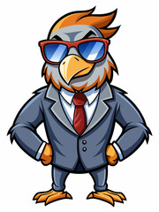 colorful illustration of a cartoon secretary bird mascot , isolated on white background, suitable for logo, mascot, branding, game character, and etc