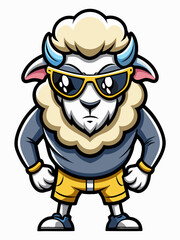 colorful illustration of a cartoon sheep mascot , isolated on white background, suitable for logo, mascot, branding, game character, and etc