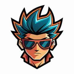 colorful illustration of a cartoon spiky haired man mascot , isolated on white background, suitable for logo, mascot, branding, game character, and etc