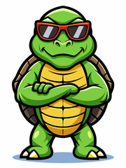 colorful illustration of a cartoon turtle mascot , isolated on white background, suitable for logo, mascot, branding, game character, and etc