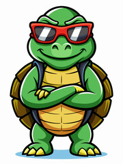 colorful illustration of a cartoon turtle mascot , isolated on white background, suitable for logo, mascot, branding, game character, and etc