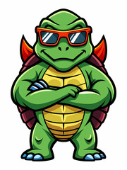 colorful illustration of a cartoon turtle mascot , isolated on white background, suitable for logo, mascot, branding, game character, and etc