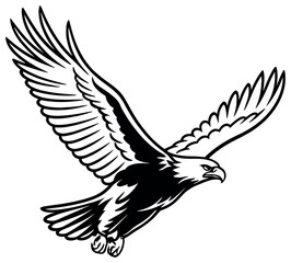 Fototapeta premium Majestic eagle soaring vector - bird silhouette, freedom concept, nature art design