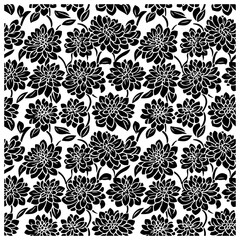 Dahlia flower seamless pattern silhouette background