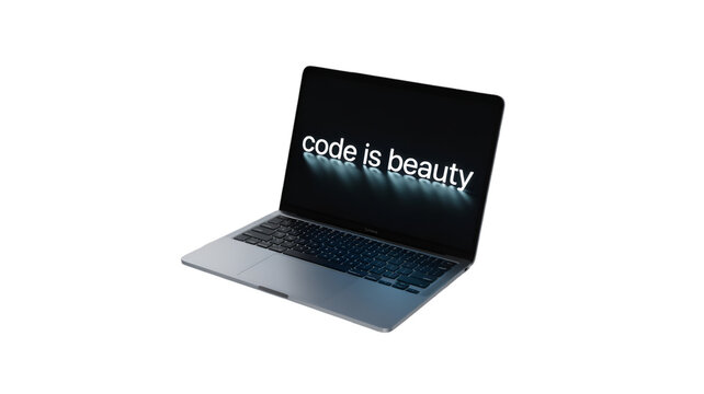 Laptop displaying code is beauty isolated on transparent background for programmers - Powered by Adobe