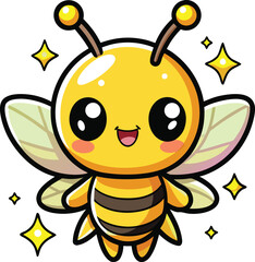 Bee, Cute bee, Cartoon bee, Cute Cartoon Bee Vector Illustration, Adorable Bee Vector Art, 