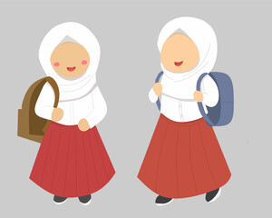 Indonesia elementary school girl illustration