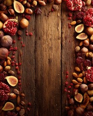 Autumn Harvest Display On Rustic Wooden Background