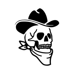 wild west skeleton with hat and bandana