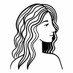 Elegant Minimalist One-Line Portrait of a Woman with Wavy Hair