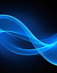 A vibrant blue wave of light gracefully undulates against a deep black background, creating a striking contrast that evokes a sense of calm and energy.