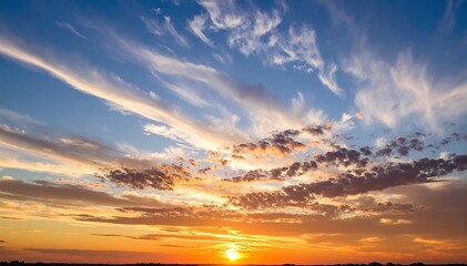 A serene boat glides across the shimmering water, silhouetted against a breathtaking sunset, with vibrant hues of orange, pink, and purple reflecting on the surface.