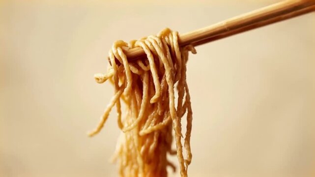 Hand-drawn noodles twirl with chopstick pulse and ink texture blur
