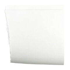 A torn piece of white paper with rough edges and a slight curl on one corner, showing a blank textured surface