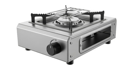 Fototapeta premium Compact Portable Gas Stove with Adjustable Flame and Built-in Storage for Outdoor Cooking and Camping Adventures