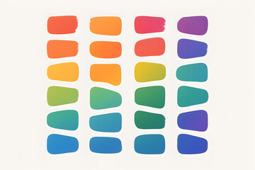 Rainbow Palette: A vibrant composition showcases an array of colorful abstract paint swatches, each representing a spectrum of hues with gradients creating an aesthetically pleasing visual