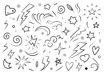 Obraz premium Hand drawn grunge rock music elements collection featuring crayon brush strokes and doodle art for creative projects