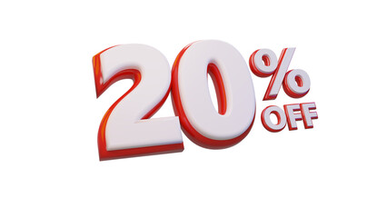 20% Off Discount Sign in Red and White