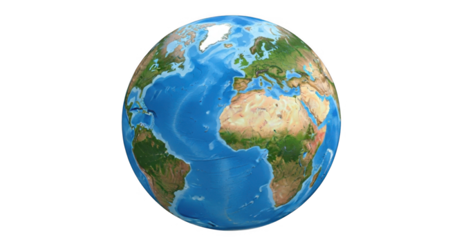 A detailed realistic view of the Earth showing continents oceans and atmospheric details from space with a black background perfect for educational or scientific presentations