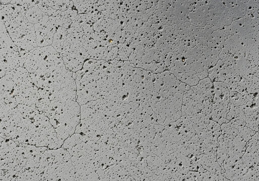 Close-up of raw concrete surface showing pores, cracks, and subtle tonal shifts.