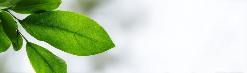Obraz premium Green Leaves Against White Background, Close-Up.