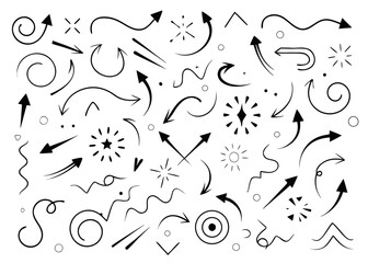 Obraz premium Collection of flat design directional and curved arrows for various navigation and signaling applications presented in a clean graphic style