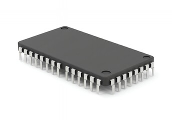 Advanced integrated circuit chip showcasing modern technology and electronic innovation on a clean white background.