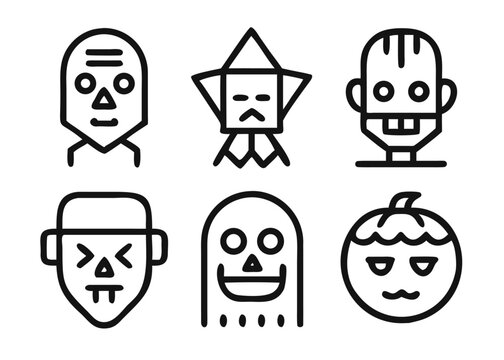 A delightful collection of charming halloween characters presented as an adaptable graphic element perfect for seasonal decorations and themed party invitations