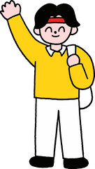 라인드로잉 가방멘 헤어밴드 인사 남자 사람