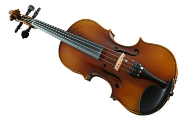 Fototapeta premium Antique violin with rich wood grain isolated on transparent background