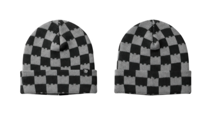 Cozy Checkerboard Patterned Knit Beanie for Winter Warmth and Style