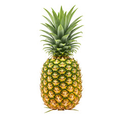 Fototapeta premium Whole Ripe Pineapple with Green Crown of Leaves Showcasing its Textured Yellow and Green Skin Isolated on White or Transparent Background