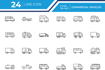 Commercial Vehicles Line Icon Transport Vector