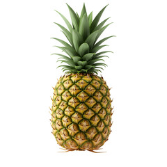 Fototapeta premium Whole Ripe Pineapple with Green Crown of Leaves Showcasing its Textured Yellow and Green Skin Isolated on White or Transparent Background