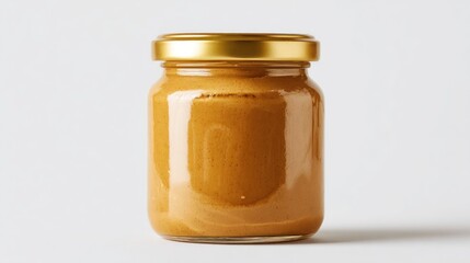 Glass jar of light brown spread