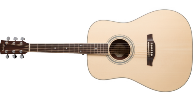 Acoustic guitar with a spruce top and mahogany back and sides