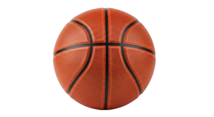 A Realistic Detailed Close-Up Shot of a Standard Orange Basketball with Black Lines Against a Black Background Showing Its Textured Surface for Sports and Games
